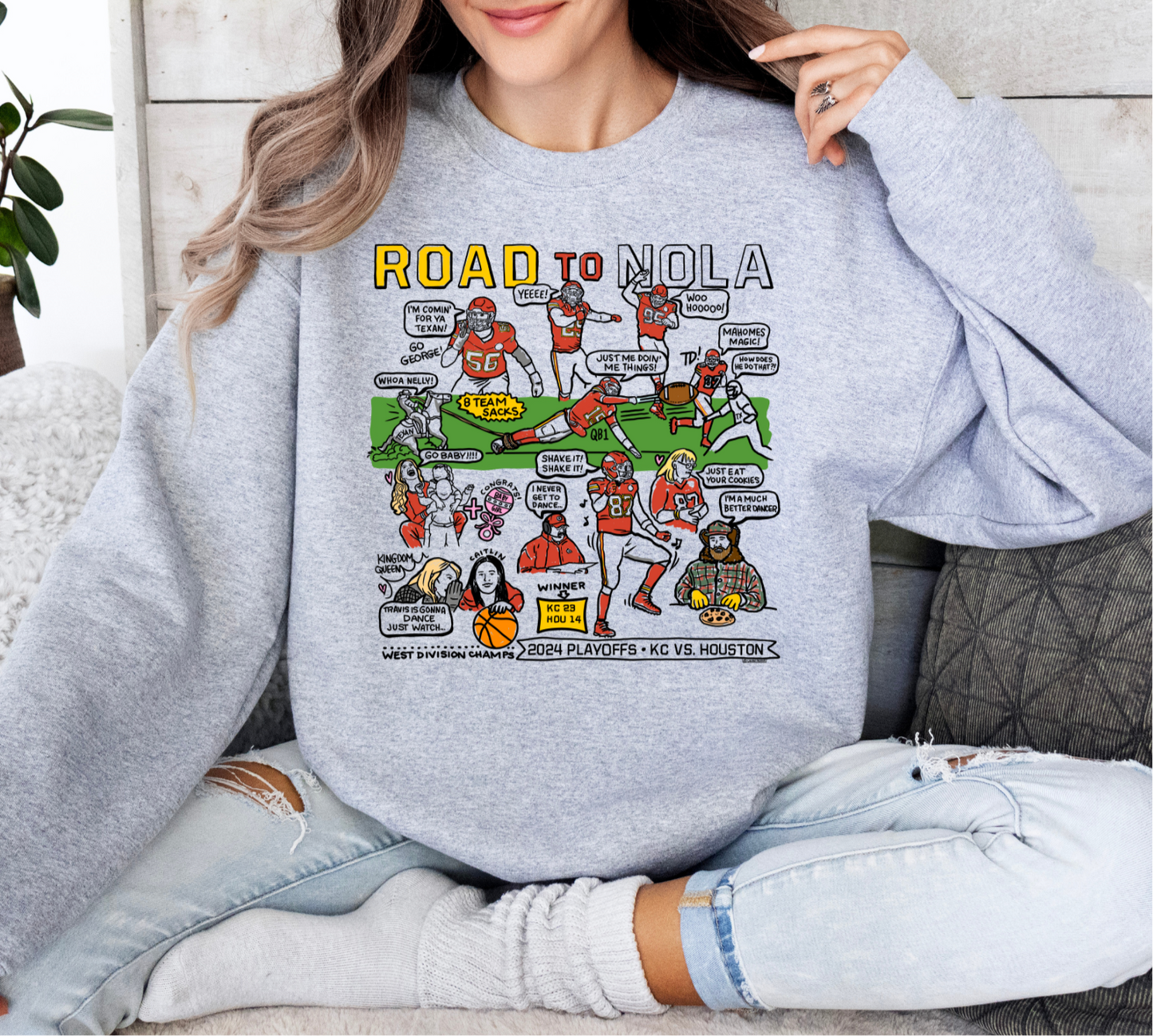 NEW! KC football collage crewneck -ash grey