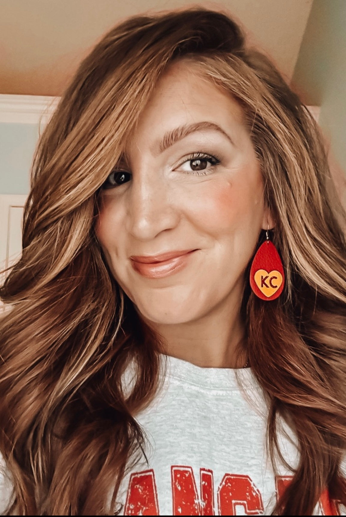 KC leather earrings -Red and yellow