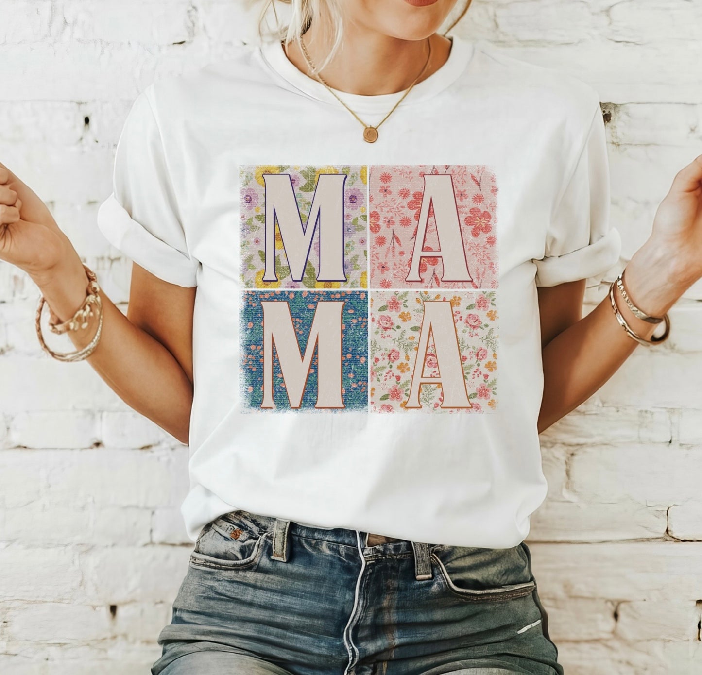 Mama flowers tee (White)